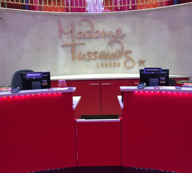 Reception desk at the Madame Tussaudes attraction